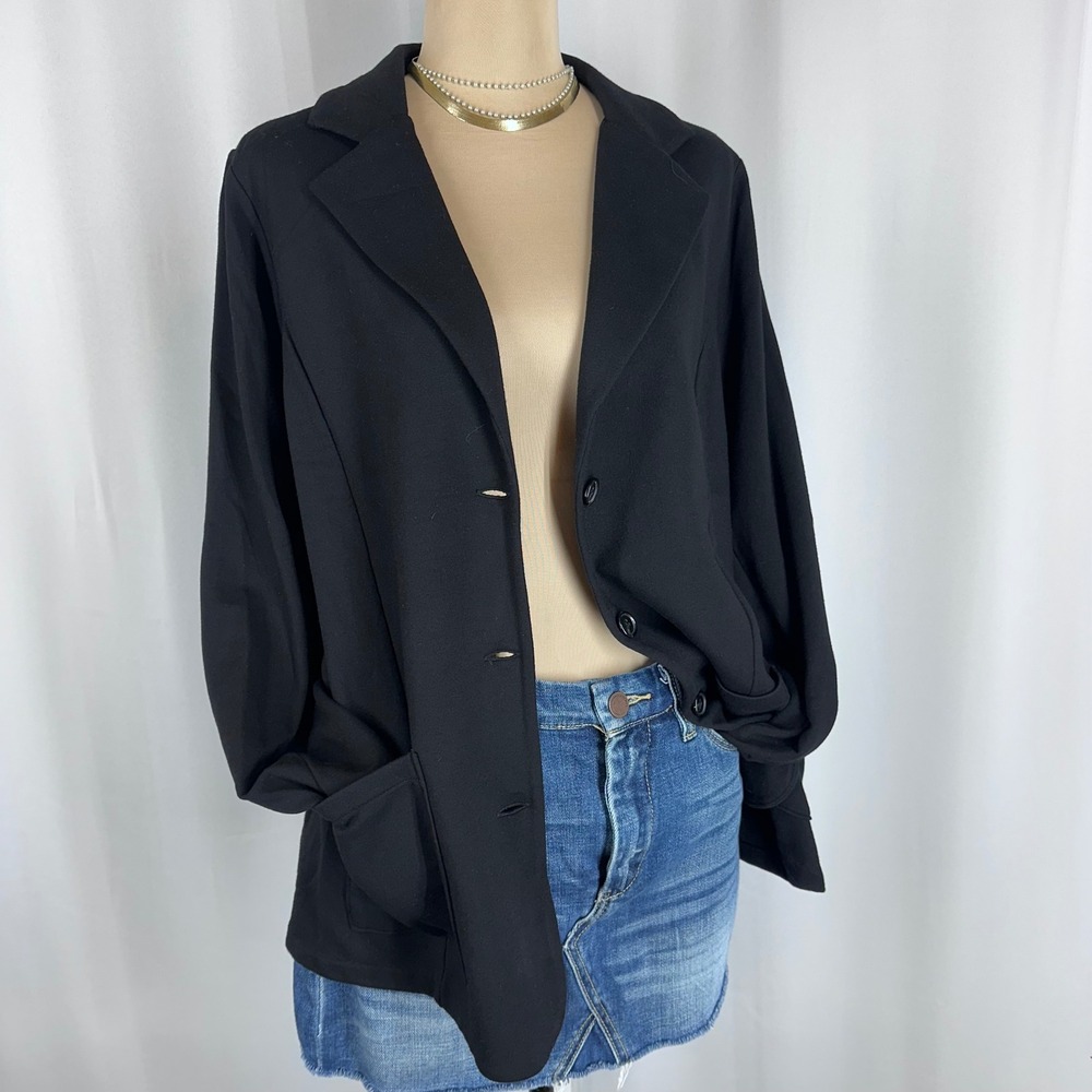 Tahari Blazer Size 1X Black Knit Stretch Career Office Jacket Casual Comfort‎